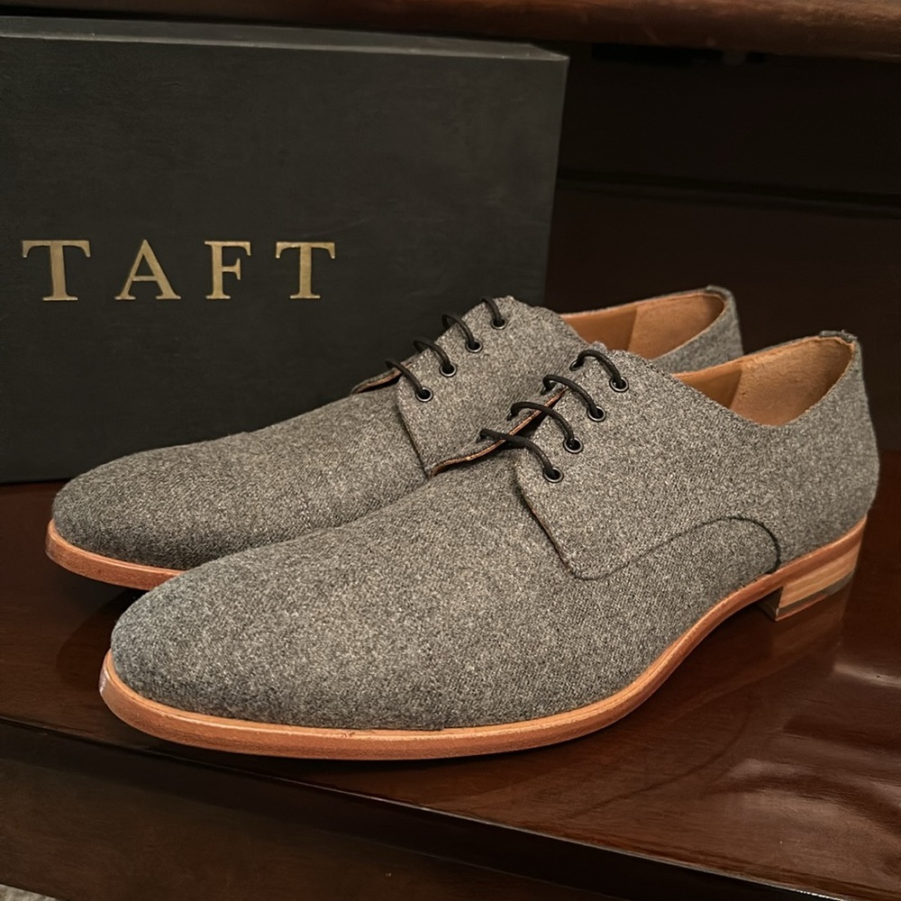 TAFT "The Kennedy" in Grey Wool Oxford Men's Dress Shoes Size 46 (US 13)